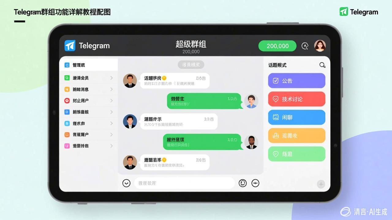 Telegram 群组功能详解：200,000 人超级群怎么用